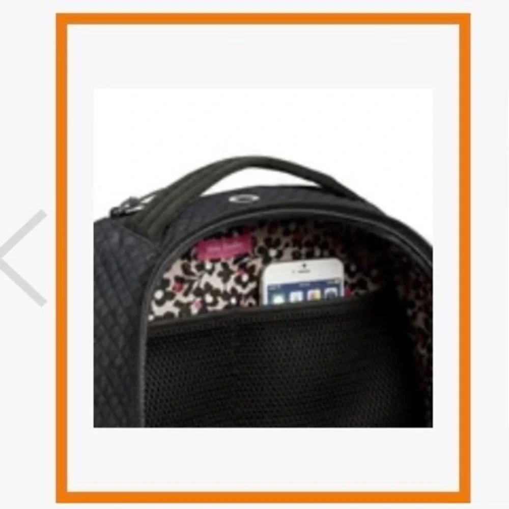 Vera Bradley Campus Navy Quilted Denim Backpack Floral Lining Travel Bag Floral